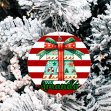 Personaized Patchwork Alpha Sublimated 3" Round Ceramic Ornament