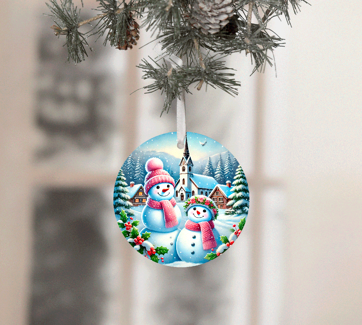 Pastel Popsi Christmas Set Sublimated Ceramic Ornament 3" Set Of 5