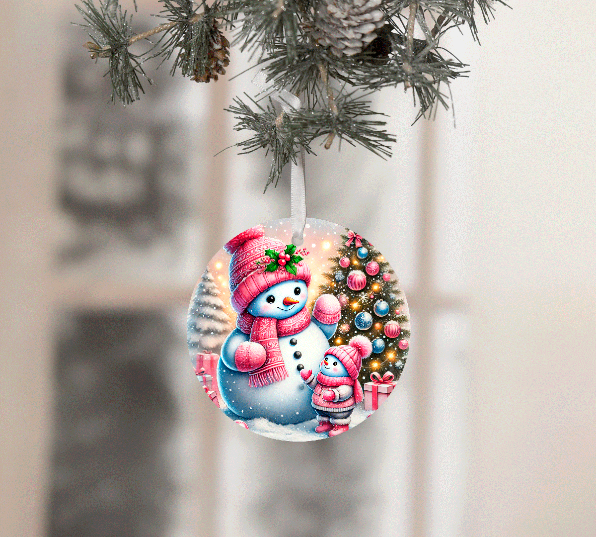 Pastel Popsi Christmas Set Sublimated Ceramic Ornament 3" Set Of 5