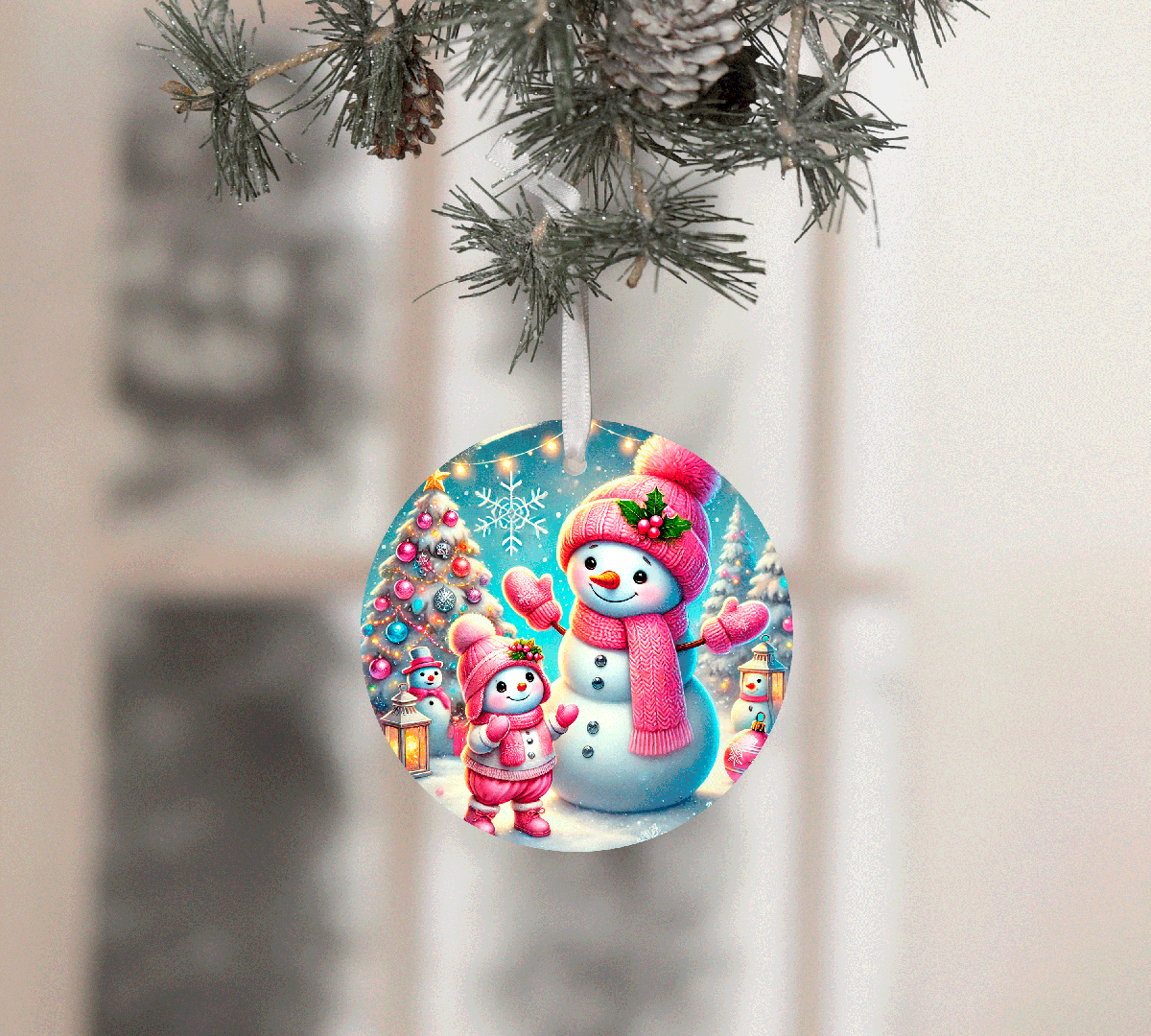 Pastel Popsi Christmas Set Sublimated Ceramic Ornament 3" Set Of 5