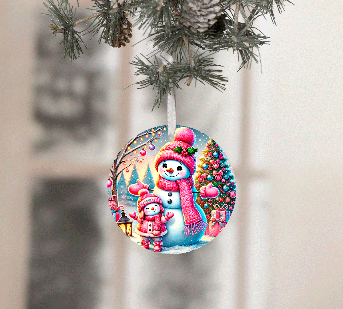 Pastel Popsi Christmas Set Sublimated Ceramic Ornament 3" Set Of 5