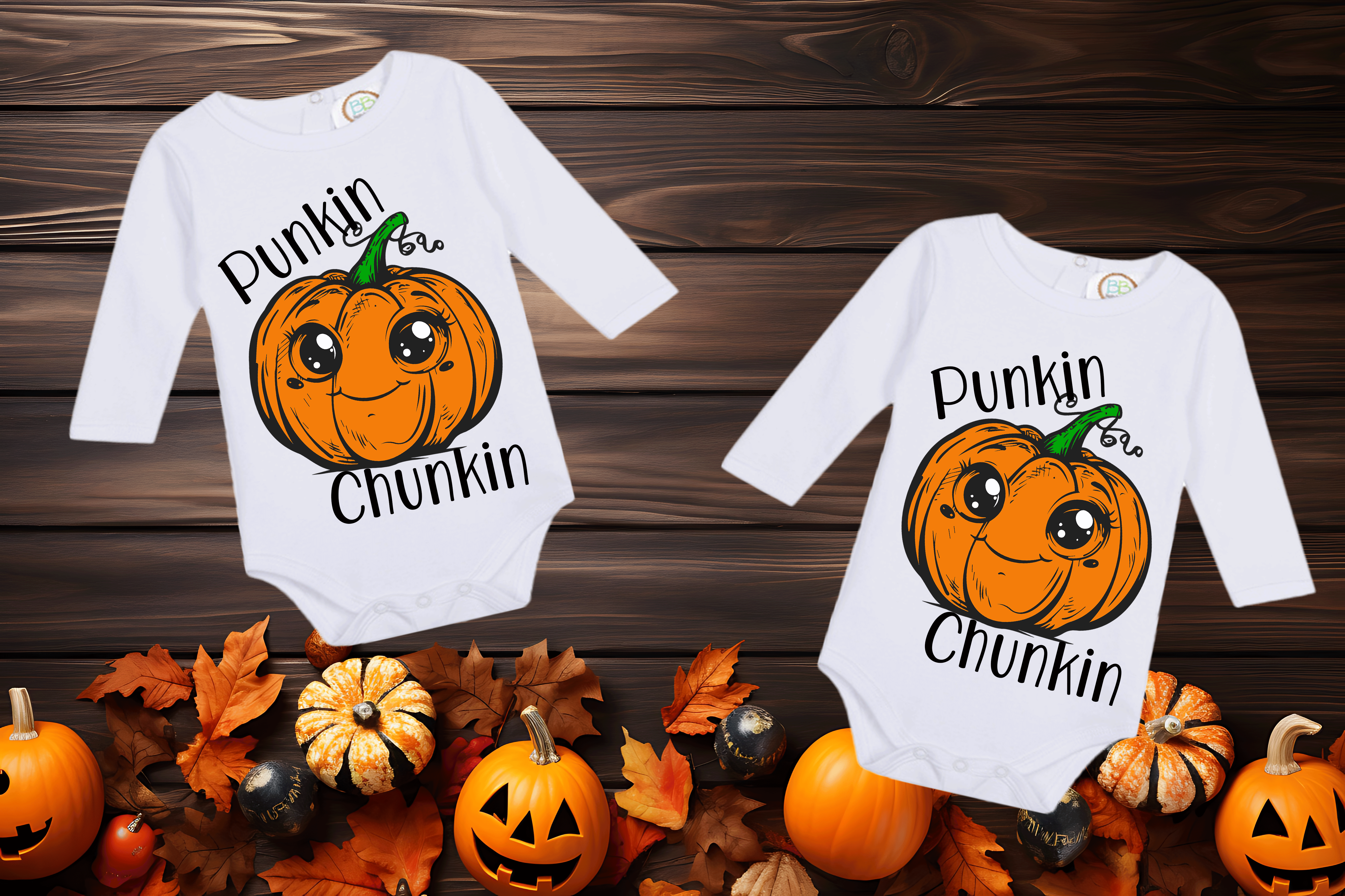Punkin Chunkin Haloween Sublimated Infant Long Sleeve Bodysuits
