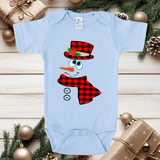 Red Buffalo Plaid Snowman HTV Infant Bodysuits