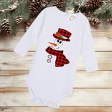 Red Buffalo Plaid Snowman Sublimated Infant Long Sleeve Bodysuits