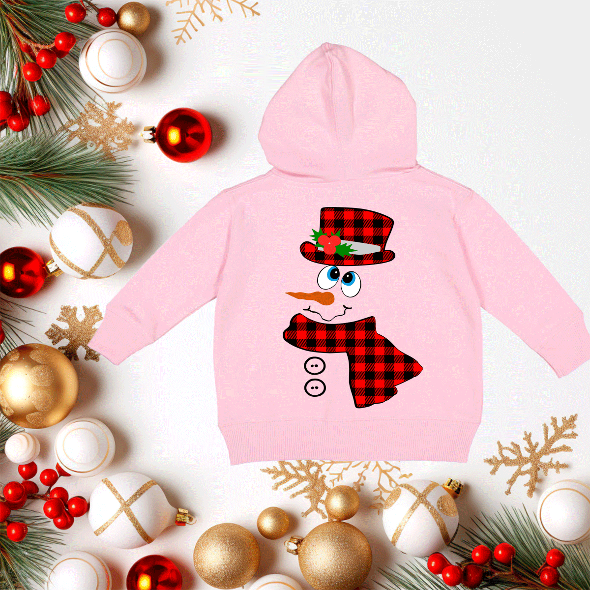 Red Buffalo Plaid Snowman HTV Infant Full Zip Hoodies