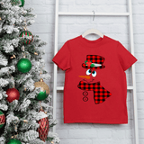 Red Buffalo Plaid Snowman Christmas HTV Graphic Toddler T-shirts