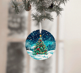 Oh Christmas Tree Sublimated Ceramic Ornament 3", 4 Piece Set