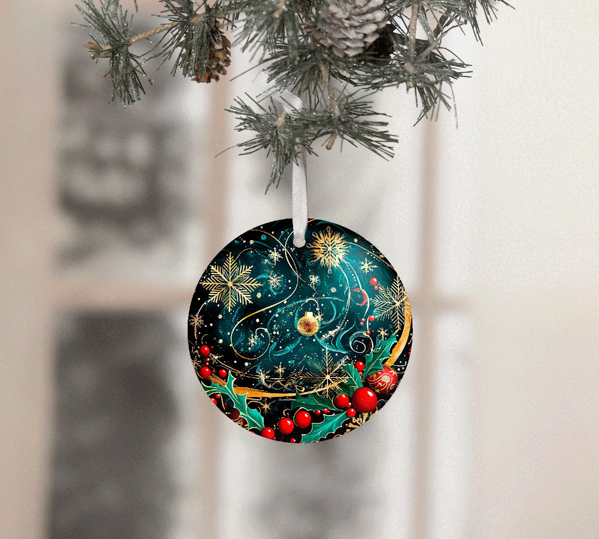 Oh Christmas Tree Sublimated Ceramic Ornament 3", 4 Piece Set