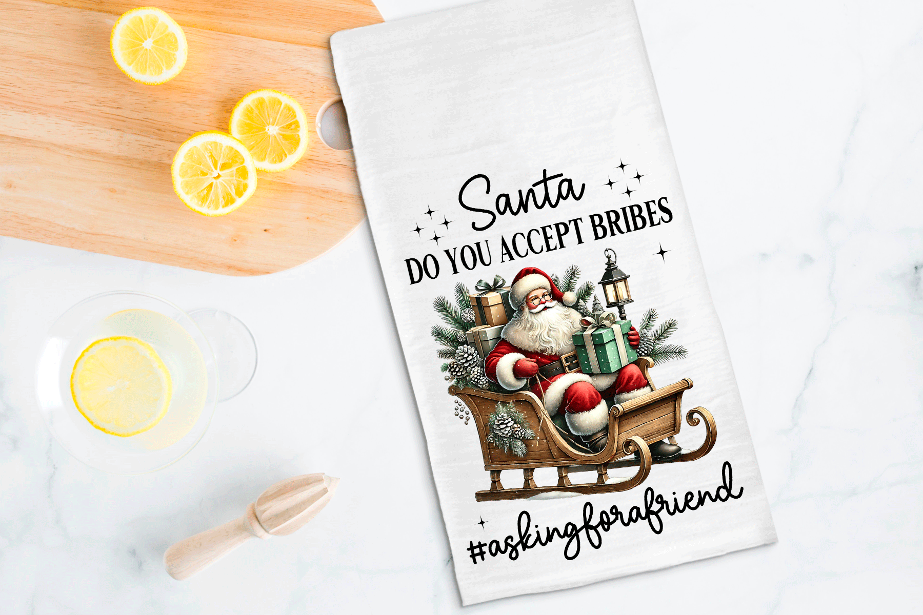 Does Santa Accept Bribes Christmas Sublimated Kitchen Towels
