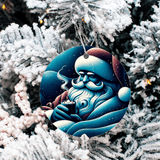 Santa Blues Christmas Set Sublimated Ceramic Ornament 3" Set Of 5