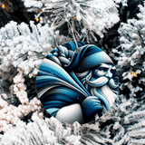 Santa Blues Christmas Set Sublimated Ceramic Ornament 3" Set Of 5