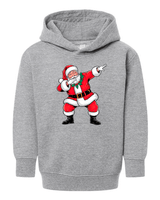 Gray hoodie with a cartoon Santa Claus design on a white background