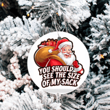 Santa Size Of My Sack Christmas Sublimated 3" Round Ceramic Ornament