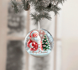 Snowglobe Christmas Set 2 Sublimated Ceramic Ornament 3" Set Of 5