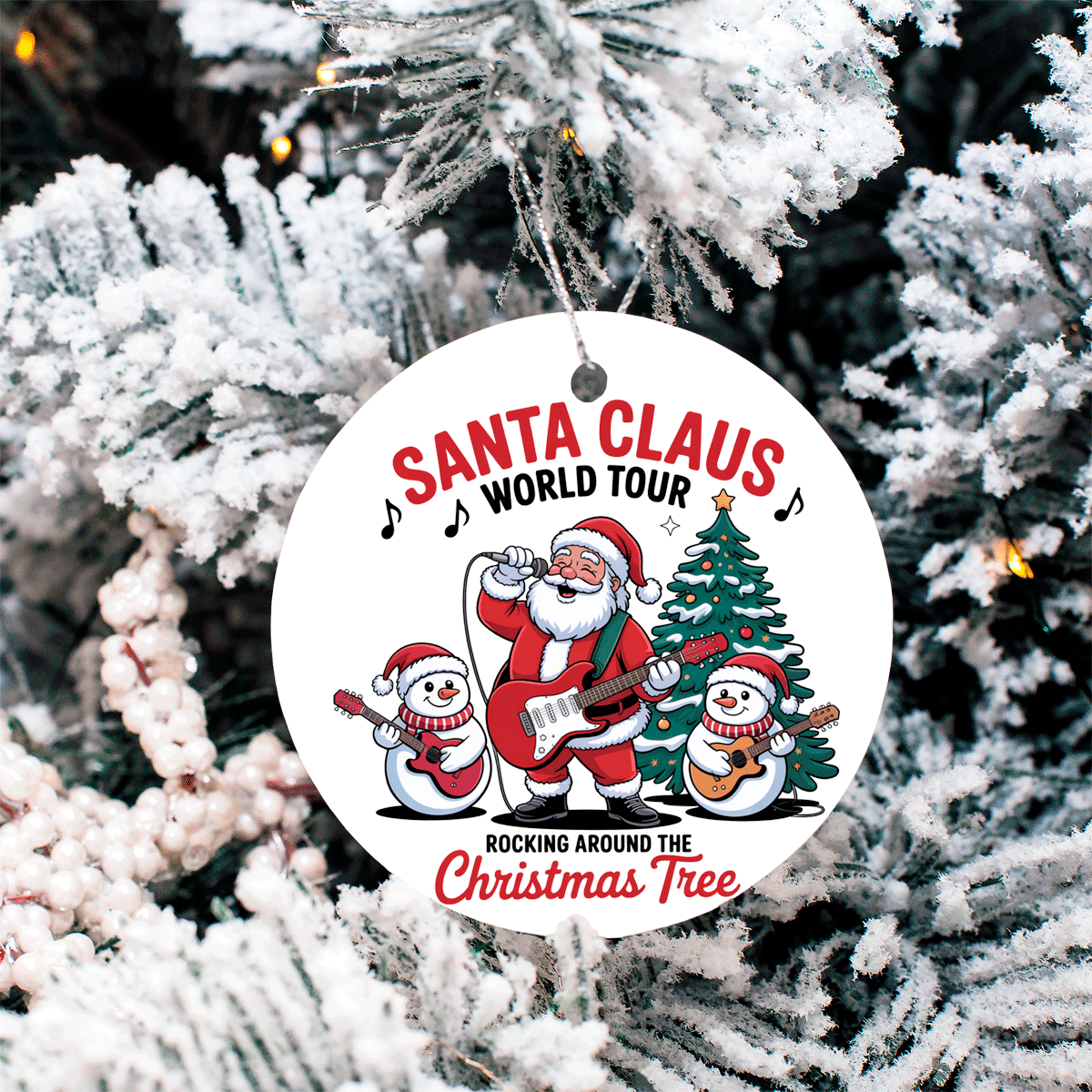 Santa World Tour Christmas Sublimated 3" Round Ceramic Ornament