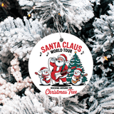 Santa World Tour Christmas Sublimated 3" Round Ceramic Ornament