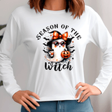 Season Of The Witch Halloween Sublimated Graphic Ladies Long Sleeve T-shirts