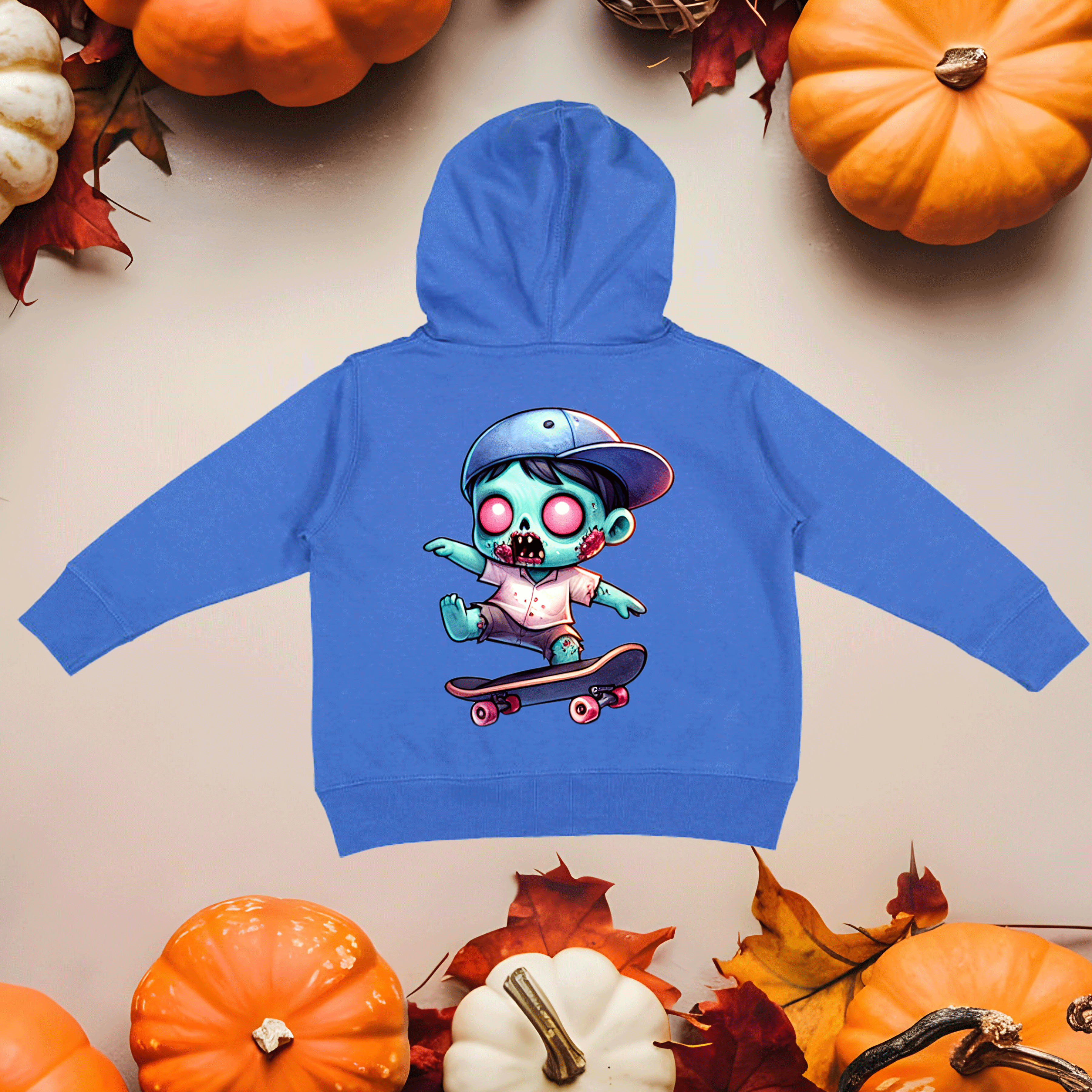 Skater Zombie Halloween HTV Toddler Full Zip Hoodies