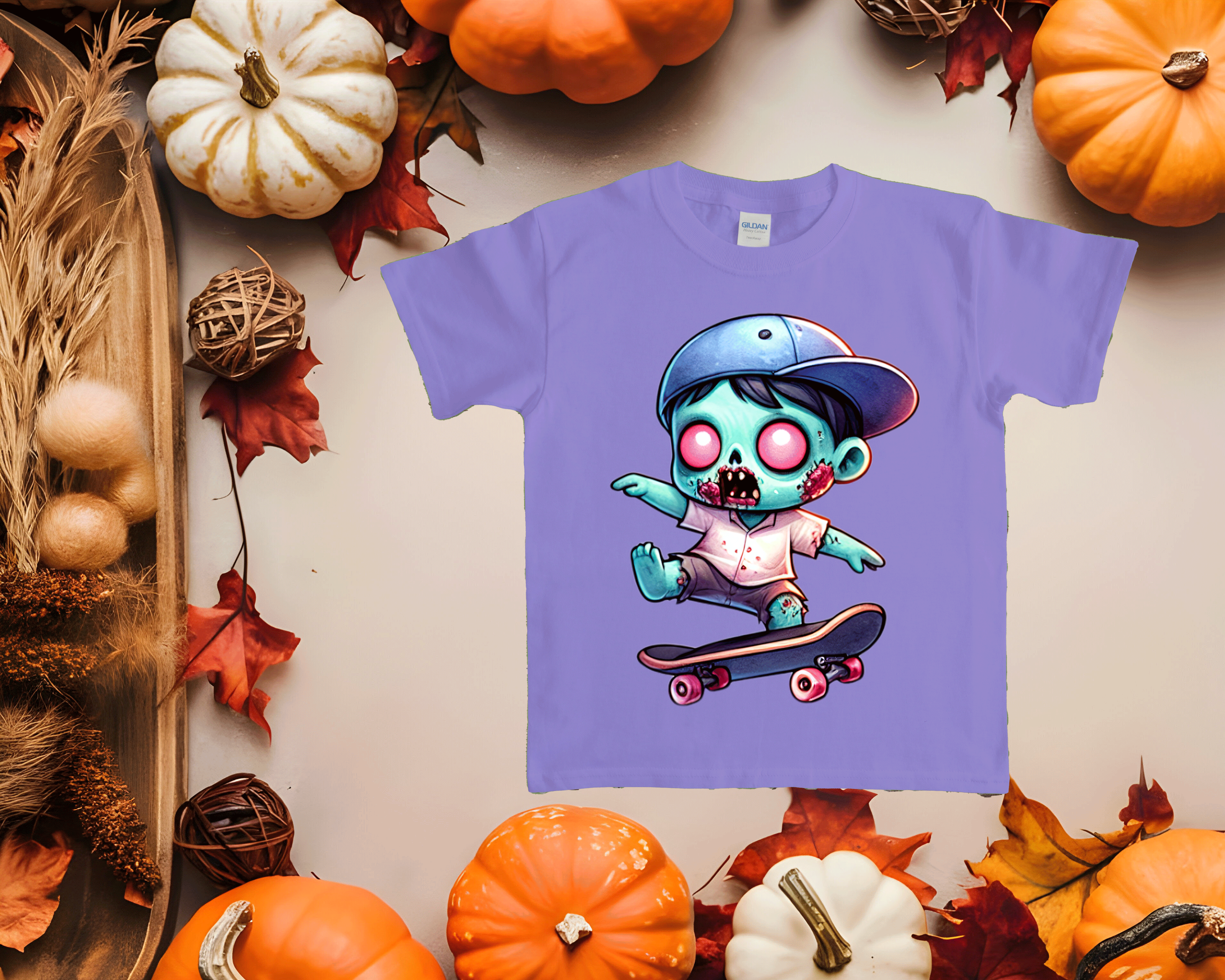 Skater Zombie Halloween HTV Graphic Toddler T-shirts