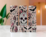 Pink Skull Halloween Sublimated Skinny Tumblers