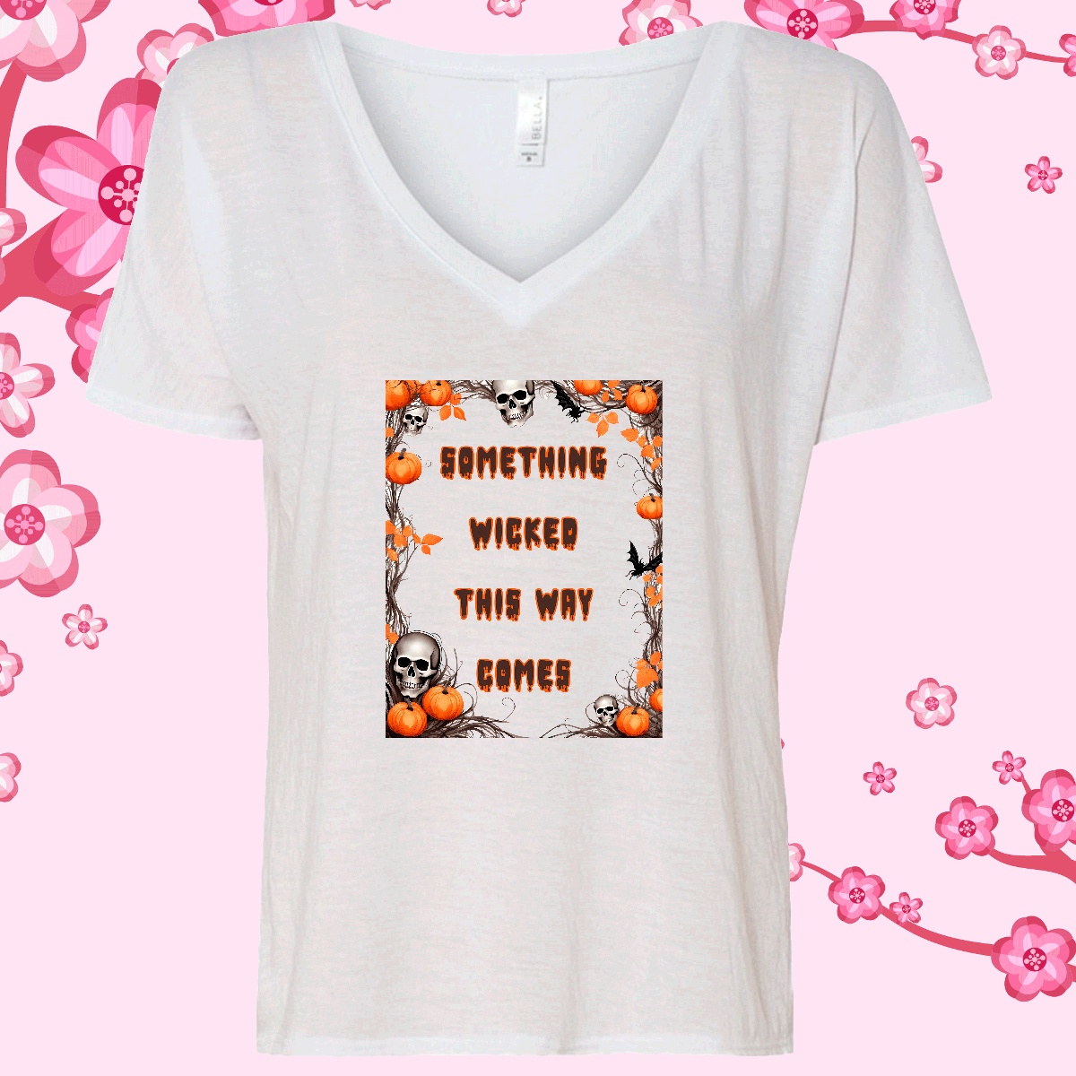 Something Wicked Halloween Sublimated Graphic Ladies V-neck T-shirts