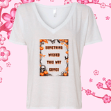 Something Wicked Halloween Sublimated Graphic Ladies V-neck T-shirts