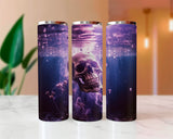 Skull Under Water Halloween Sublimated Skinny Tumblers