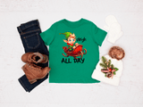green tshirt with christmas graphic 
