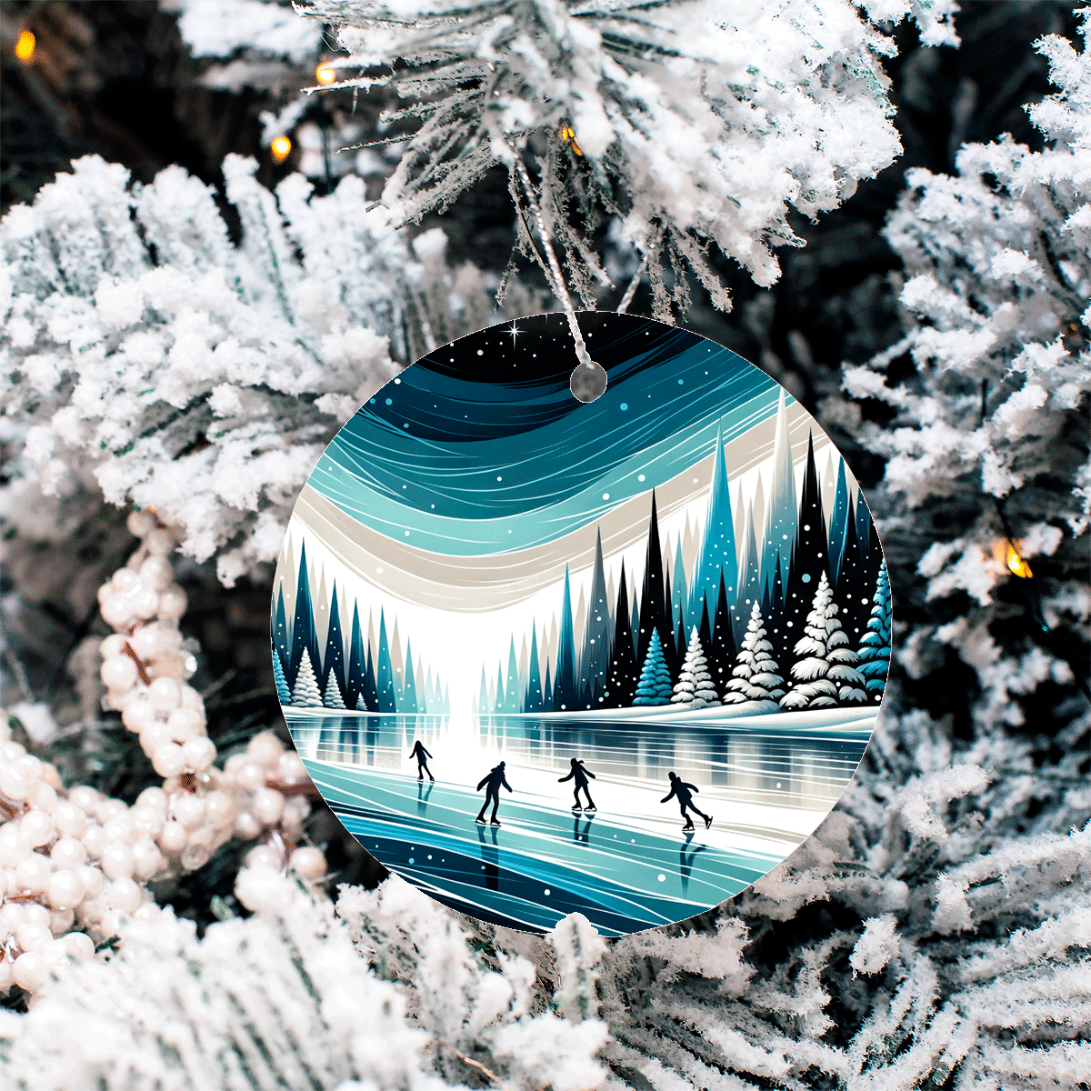 Snowman Blues Christmas Sublimated Ceramic Ornament 3", 4 Piece Set
