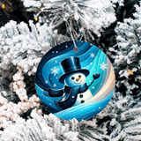 Snowman Blues Christmas Sublimated Ceramic Ornament 3", 4 Piece Set