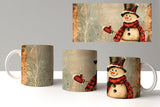 Antique Snowman Scenes Sublimated Coffee Mugs