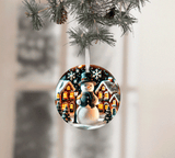 Snowglobe Christmas Set 2 Sublimated Ceramic Ornament 3" Set Of 5