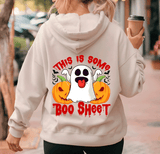This Some Boo Sheet Halloween HTV Graphic Ladies Full Zip Hoodies