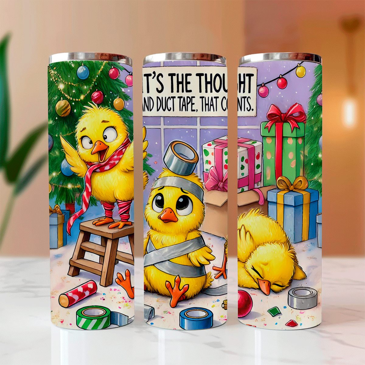 Thought Duct Tape Counts Christmas Sublimated Skinny Tumblers