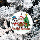 Tis Season Team Santa Christmas Sublimated 3" Round Ceramic Ornament