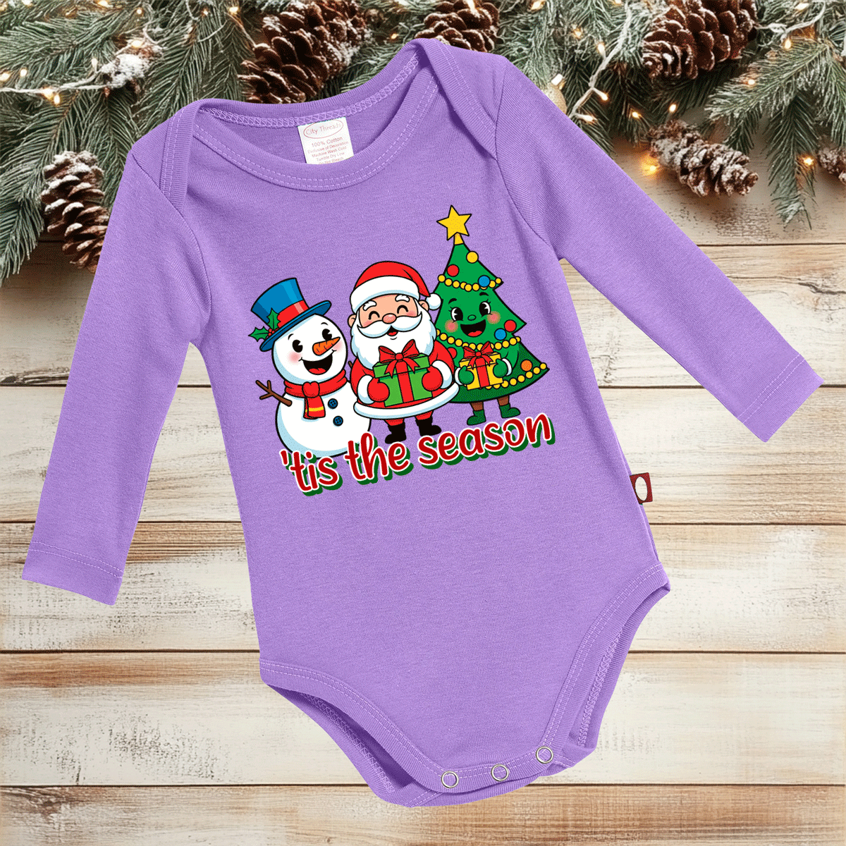 Tis The Sason Santa Crew Christmas HTV Infant Long Sleeve Bodysuits