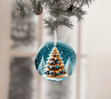 Snowglobe Christmas Set 1 Sublimated Ceramic Ornament 3" Set Of 5