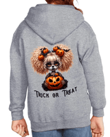 Trick Or Treat Halloween HTV Graphic Youth Full-zip Hoodies