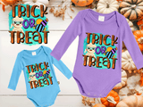 Trick Or Treat Halloween HTV Infant Long Sleeve Bodysuits