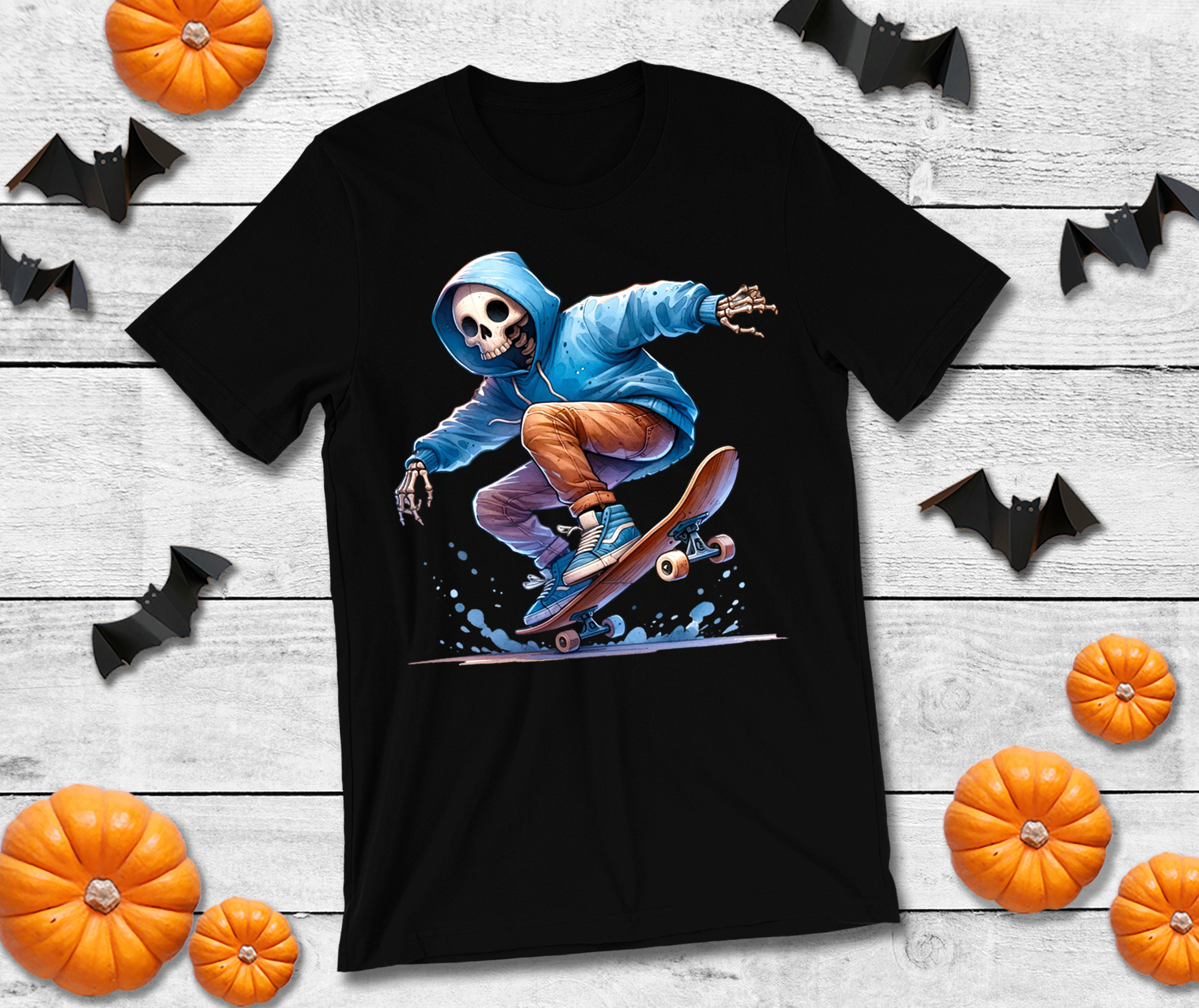 Trick Skater Skeleton Halloween HTV Graphic Unisex T-shirts