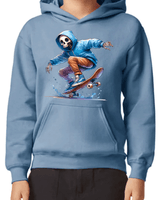 Trick Skater Skeleton Halloween HTV Graphic Youth Pullover Hoodies