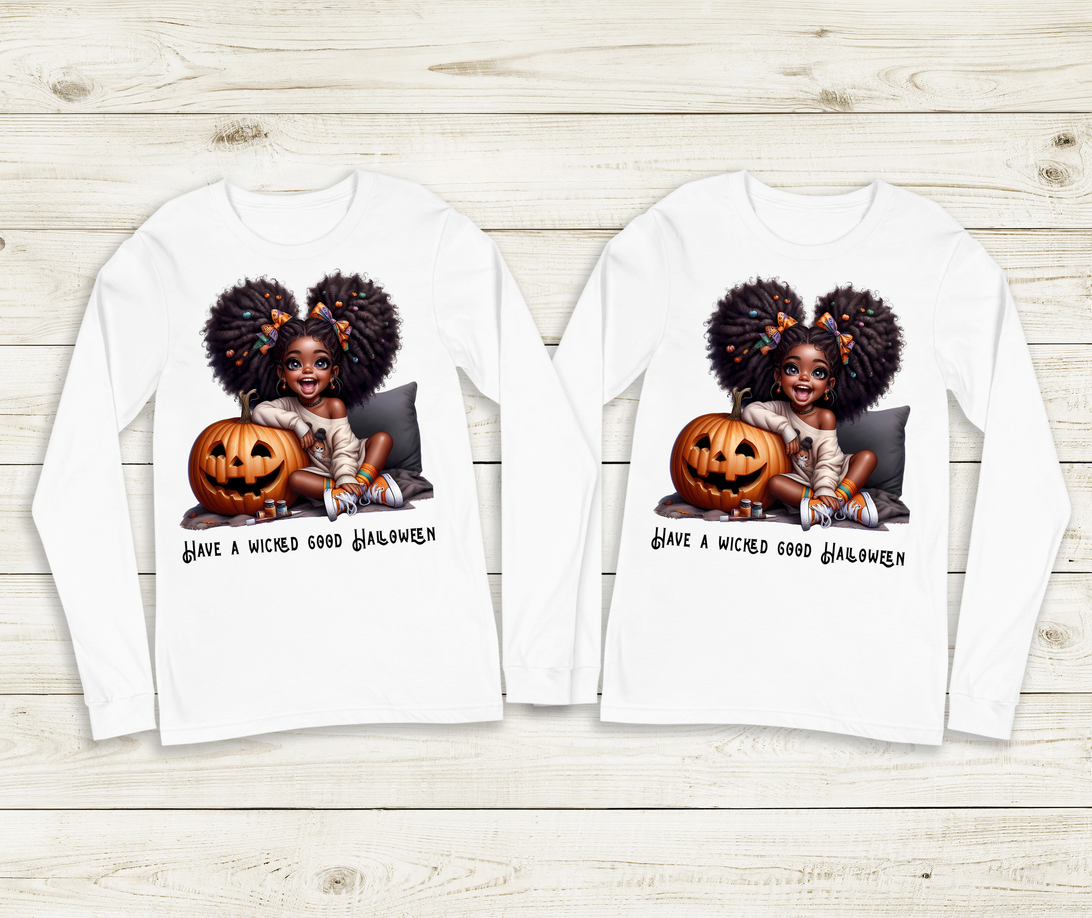 Caution Witch Crossing Halloween Sublimated Graphic Youth Long Sleeve T-shirts