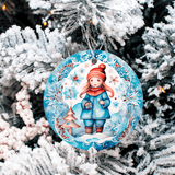 Winter Wonderland Christmas Set 1 Sublimated Ceramic Ornament 3", 5 Piece Set