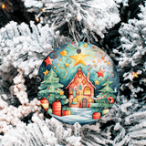 Winter Wonderland Christmas Set 3 Sublimated Ceramic Ornament 3", 5 Piece Set