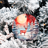 Winter Wonderland Christmas Set 3 Sublimated Ceramic Ornament 3", 5 Piece Set