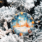Winter Wonderland Christmas Set 3 Sublimated Ceramic Ornament 3", 5 Piece Set