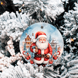 Winter Wonderland Christmas Set 3 Sublimated Ceramic Ornament 3", 5 Piece Set