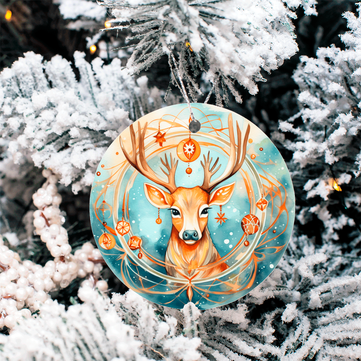 Winter Wonderland Christmas Set 3 Sublimated Ceramic Ornament 3", 5 Piece Set