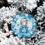 Winter Wonderland Christmas Set 2 Sublimated Ceramic Ornament 3", 5 Piece Set
