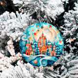 Winter Wonderland Christmas Set 2 Sublimated Ceramic Ornament 3", 5 Piece Set